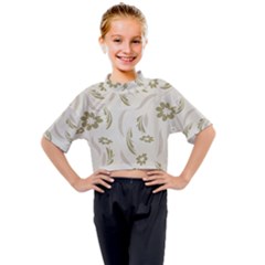 Folk Flowers Pattern Floral Surface Design Seamless Pattern Kids Mock Neck Tee