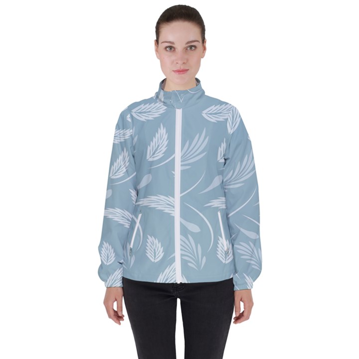 Folk flowers pattern Floral surface design Seamless pattern Women s High Neck Windbreaker