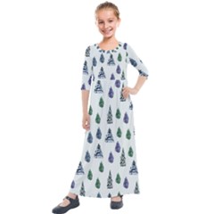 Coniferous Forest Kids  Quarter Sleeve Maxi Dress by SychEva