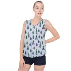 Coniferous Forest Bubble Hem Chiffon Tank Top by SychEva