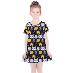 Cats Sun Stars Kids  Simple Cotton Dress by Sparkle