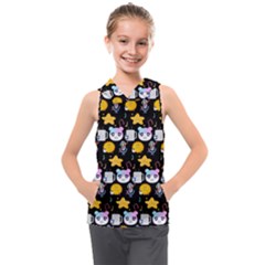 Cats Sun Stars Kids  Sleeveless Hoodie by Sparkle