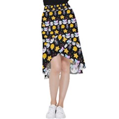 Cats Sun Stars Frill Hi Low Chiffon Skirt