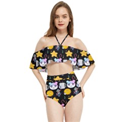 Cats Sun Stars Halter Flowy Bikini Set  by Sparkle