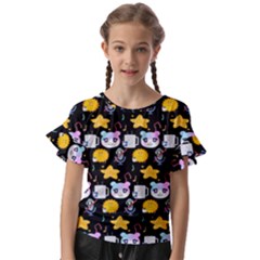 Cats Sun Stars Kids  Cut Out Flutter Sleeves by Sparkle