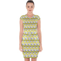 Cartoon Pattern Capsleeve Drawstring Dress  by Sparkle