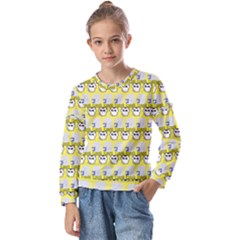 Cartoon Pattern Kids  Long Sleeve Tee With Frill 