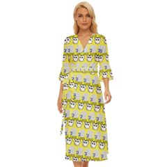 Cartoon Pattern Midsummer Wrap Dress