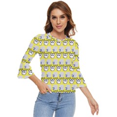 Cartoon Pattern Bell Sleeve Top