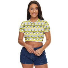 Cartoon Pattern Side Button Cropped Tee