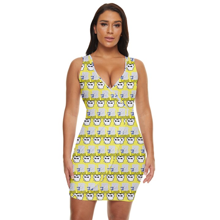 Cartoon Pattern Draped Bodycon Dress