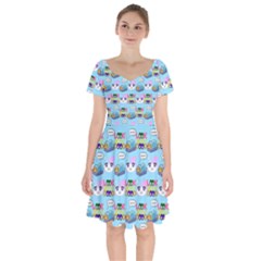 Look Cat Short Sleeve Bardot Dress