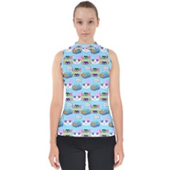 Look Cat Mock Neck Shell Top