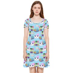 Look Cat Inside Out Cap Sleeve Dress