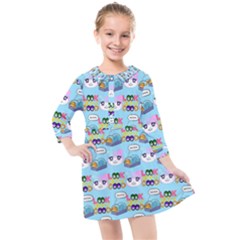 Look Cat Kids  Quarter Sleeve Shirt Dress