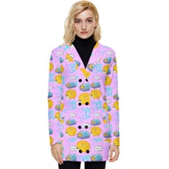 Cartoon Pattern Button Up Hooded Coat 