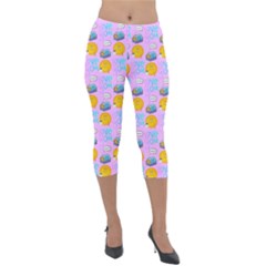 Cartoon Pattern Lightweight Velour Capri Leggings  by Sparkle