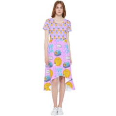 Cartoon Pattern High Low Boho Dress