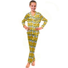 Cartoon Pattern Kid s Satin Long Sleeve Pajamas Set