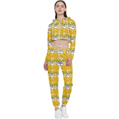 Cartoon Pattern Cropped Zip Up Lounge Set