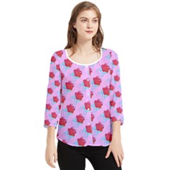 Stars Chiffon Quarter Sleeve Blouse