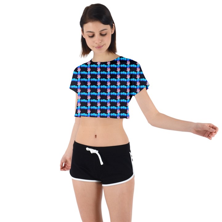 Cartoon Pattern Tie Back Short Sleeve Crop Tee