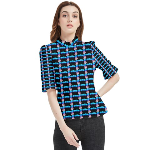 Cartoon Pattern Frill Neck Blouse by Sparkle