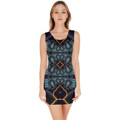 Blue Pattern Bodycon Dress