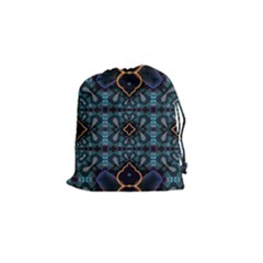 Blue Pattern Drawstring Pouch (small)