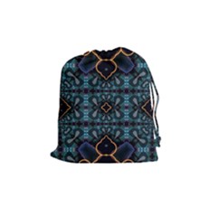 Blue Pattern Drawstring Pouch (medium)