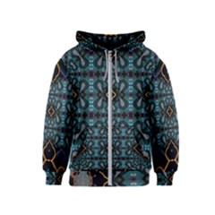 Blue Pattern Kids  Zipper Hoodie