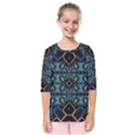 Blue pattern Kids  Quarter Sleeve Raglan Tee View1