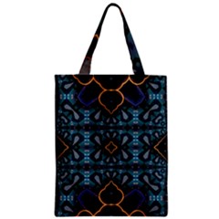 Blue Pattern Zipper Classic Tote Bag by Dazzleway