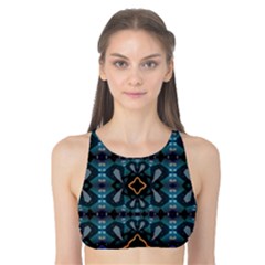 Blue Pattern Tank Bikini Top by Dazzleway