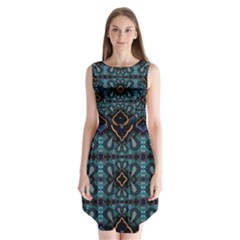 Blue Pattern Sleeveless Chiffon Dress  