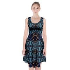 Blue Pattern Racerback Midi Dress