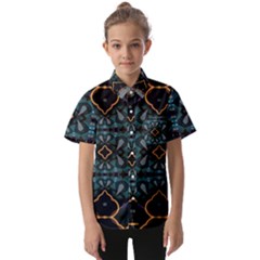 Blue Pattern Kids  Short Sleeve Shirt by Dazzleway