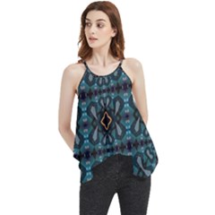 Blue Pattern Flowy Camisole Tank Top