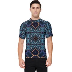 Blue Pattern Men s Short Sleeve Rash Guard