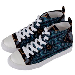 Blue Pattern Women s Mid-top Canvas Sneakers