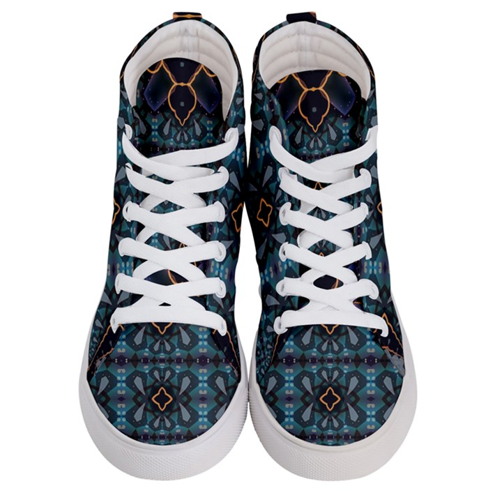 Blue pattern Women s Hi-Top Skate Sneakers