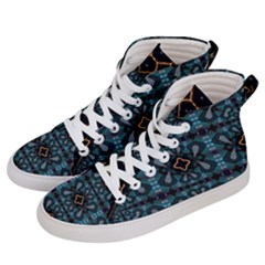 Blue Pattern Women s Hi-top Skate Sneakers