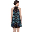 Blue pattern Velvet Halter Neckline Dress  View2