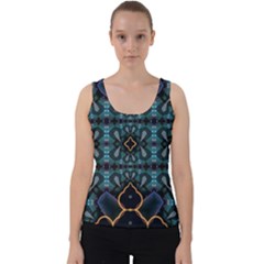 Blue Pattern Velvet Tank Top by Dazzleway