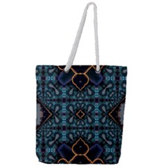 Blue Pattern Full Print Rope Handle Tote (large) by Dazzleway