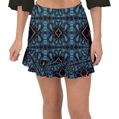 Blue Pattern Fishtail Mini Chiffon Skirt by Dazzleway