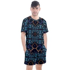 Blue Pattern Men s Mesh Tee And Shorts Set