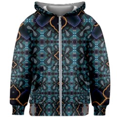 Blue Pattern Kids  Zipper Hoodie Without Drawstring