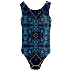 Blue Pattern Kids  Cut-out Back One Piece Swimsuit