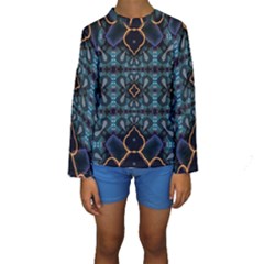 Blue Pattern Kids  Long Sleeve Swimwear